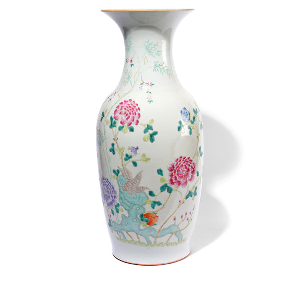 Famille Rose Porcelain Flower Vase - Floral Design