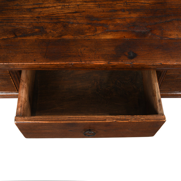 Draw Detail From 4 Drawer Elm Console Table From Shanxi - 19thC | Indigo Antiques