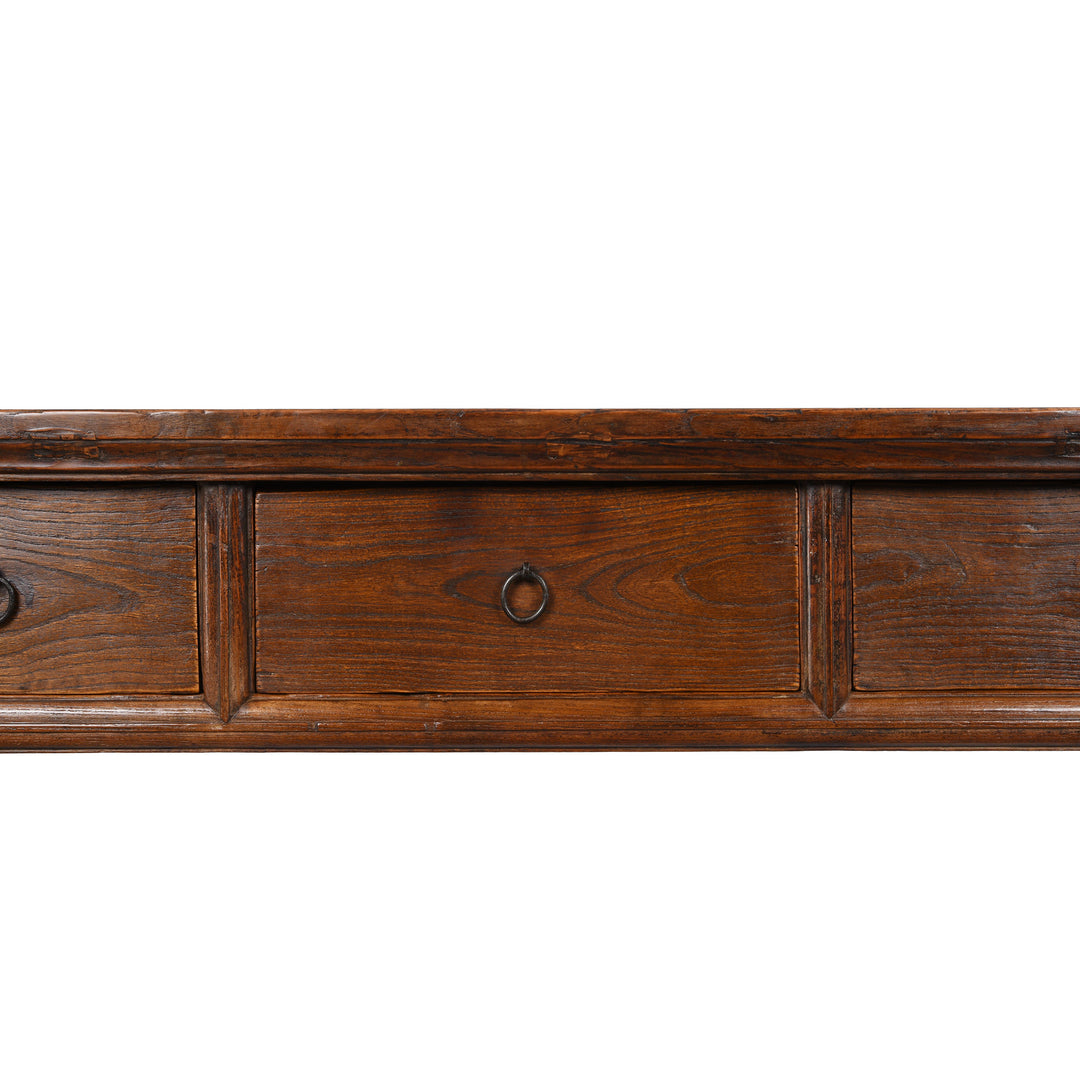 Draw Detail From 4 Drawer Elm Console Table From Shanxi - 19thC | Indigo Antiques