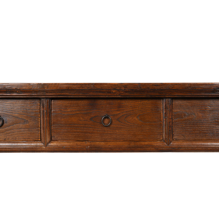 Draw Detail From 4 Drawer Elm Console Table From Shanxi - 19thC | Indigo Antiques