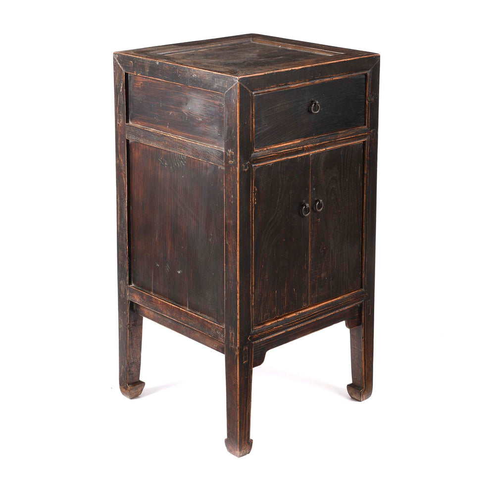 Angled View Of Black Lacquer Side Cabinet From Shanxi - 19thC | Indigo Antiques