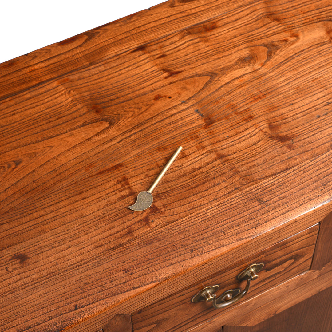 Surface Top Detail From Antique 3 Drawer Chinese Elm Sideboard From Hebei - 19thC | Indigo Antiques