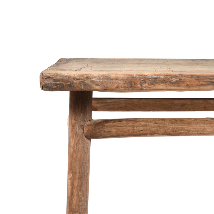 Corner View Of Square Bleached Elm Coffee Table From Shanxi - 19thC | Indigo Antiques