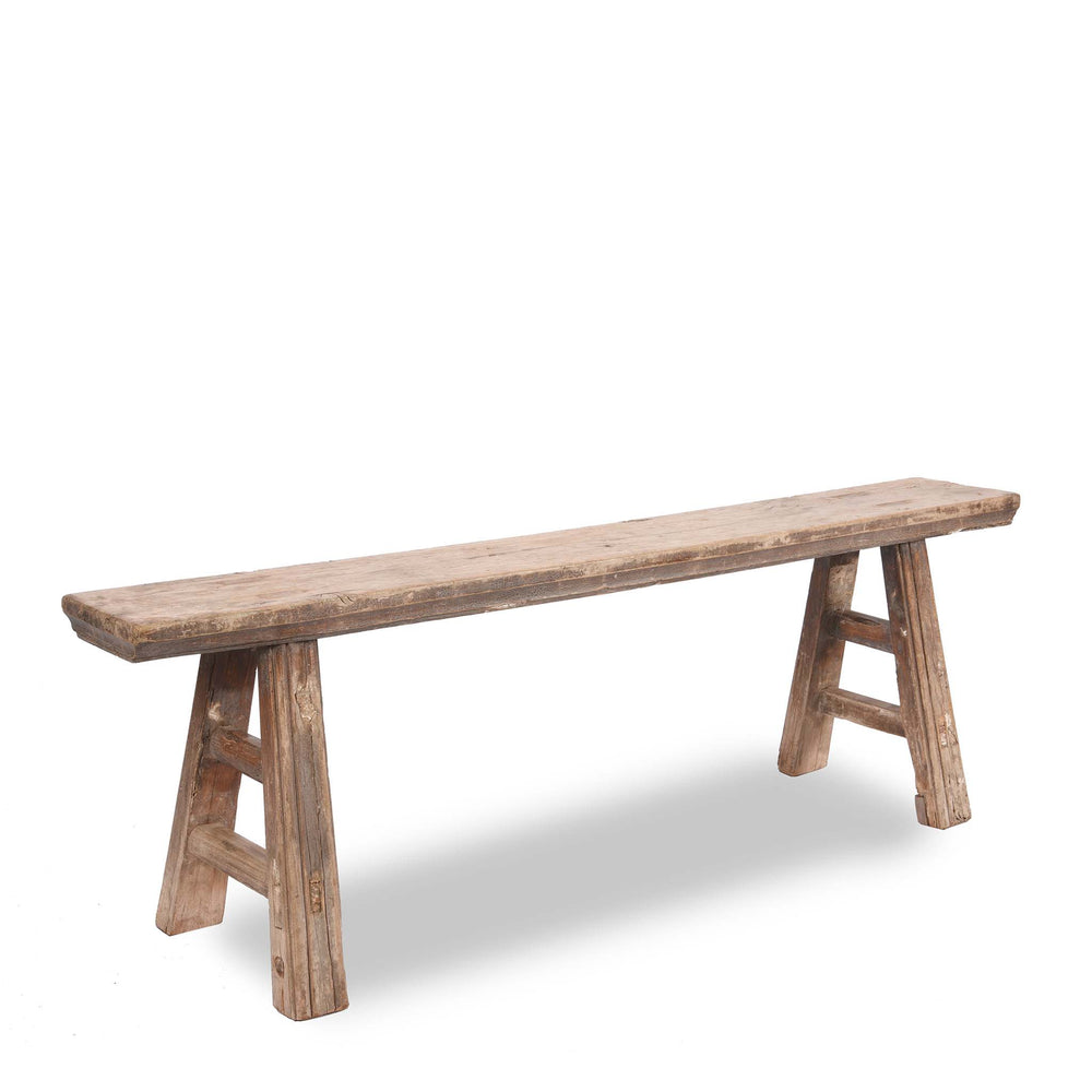 Angled View Of Pair Of Walnut Benches From Shanxi - 19thC | Indigo Antiques