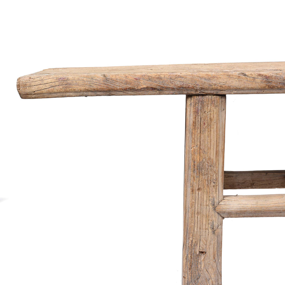 Corner Detail From Long Elm Farmhouse Bench From Shandong - 19thC | Indigo Antiques