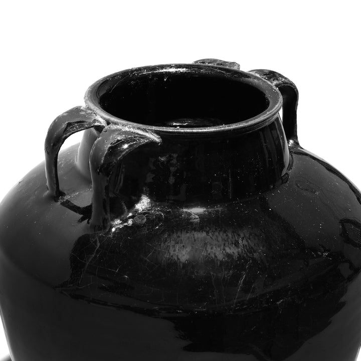 Detail From Vintage Black Glazed Earthenware Wine Jar From Shanxi | Indigo Antiques