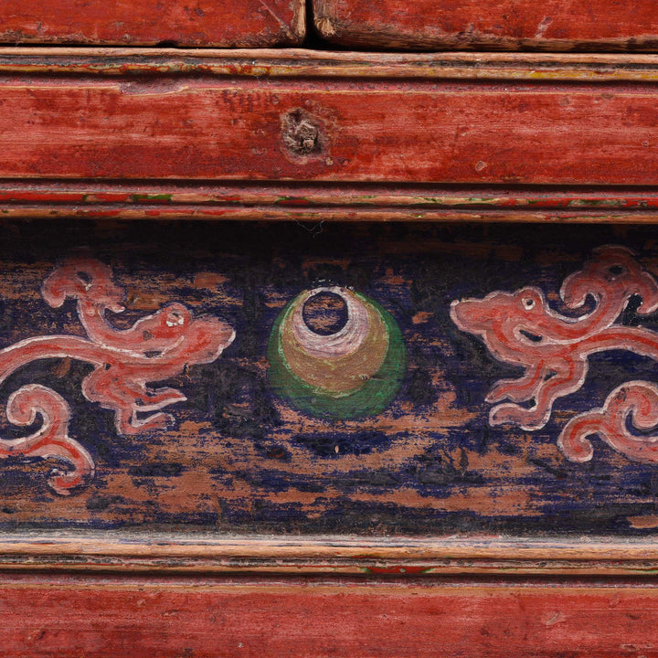 Paintwork Detail From V2  Painted Mongolian Side Cabinet - 19thC | Indigo Antiques