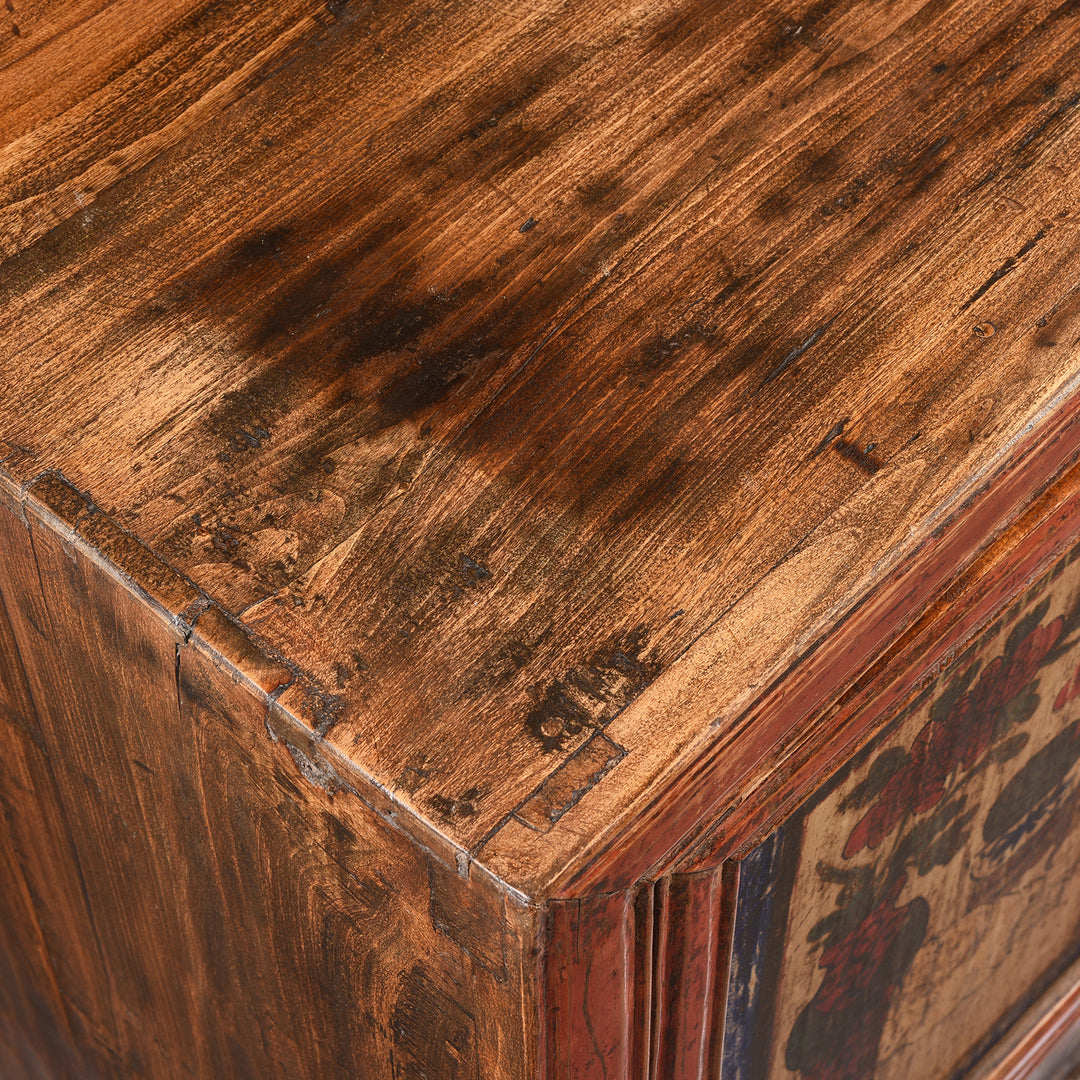 Corner Detail From Painted Mongolian Cabinet - 19thC | Indigo Antiques