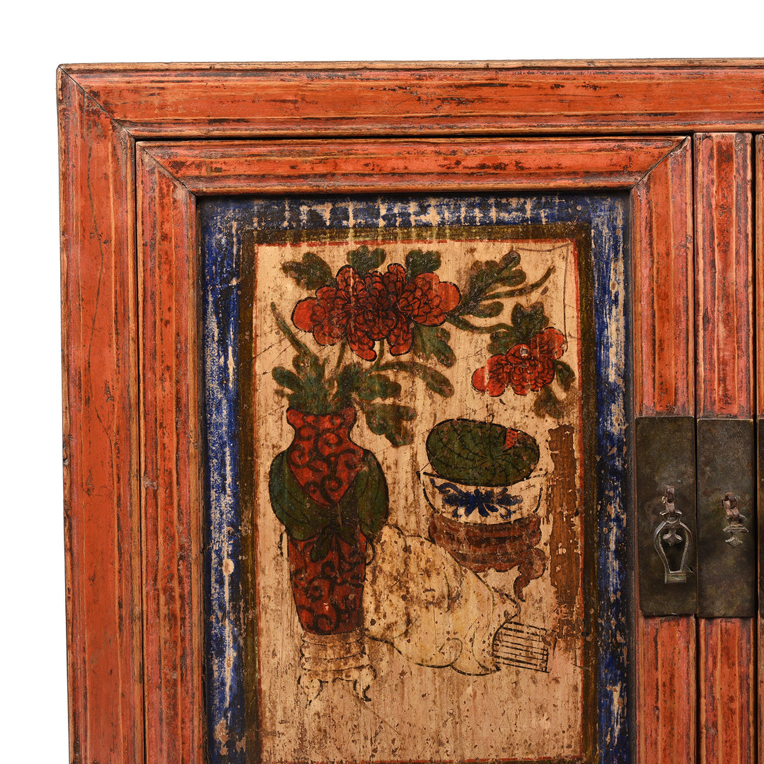 Corner Detail From Painted Mongolian Cabinet - 19thC | Indigo Antiques