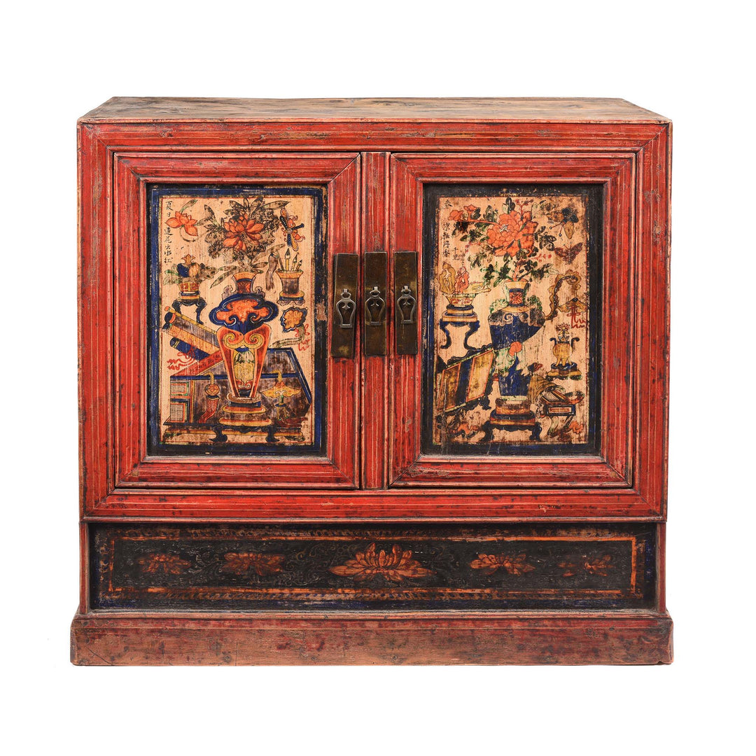 Painted Mongolian Book Cabinet Made Elm - 19thC | Indigo Antiques