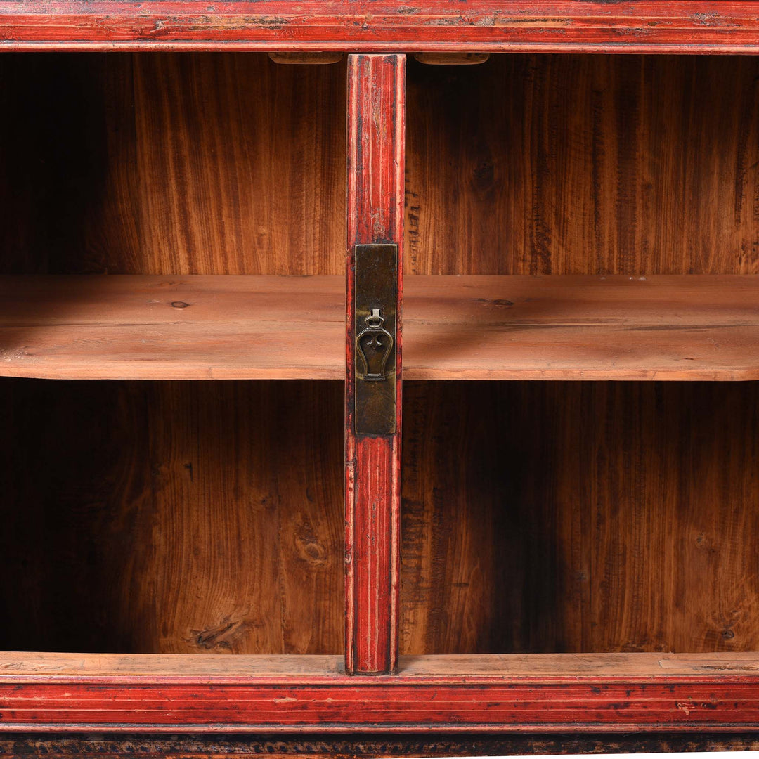 Interior Of Painted Mongolian Book Cabinet Made Elm - 19thC | Indigo Antiques