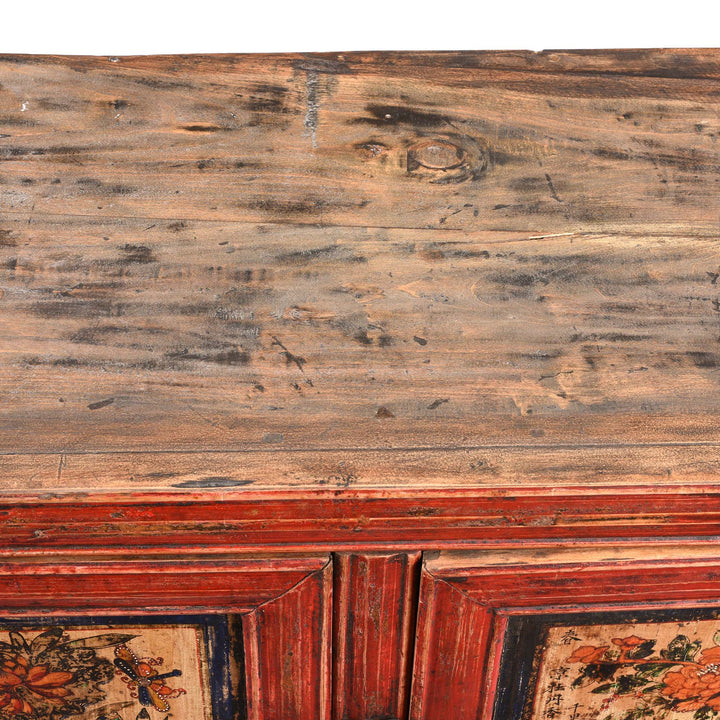 Surface Of Painted Mongolian Book Cabinet Made Elm - 19thC | Indigo Antiques