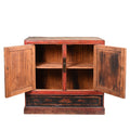 Painted Mongolian Book Cabinet Made From Elm - 19thC