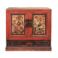 Painted Mongolian Book Cabinet Made From Elm - 19thC
