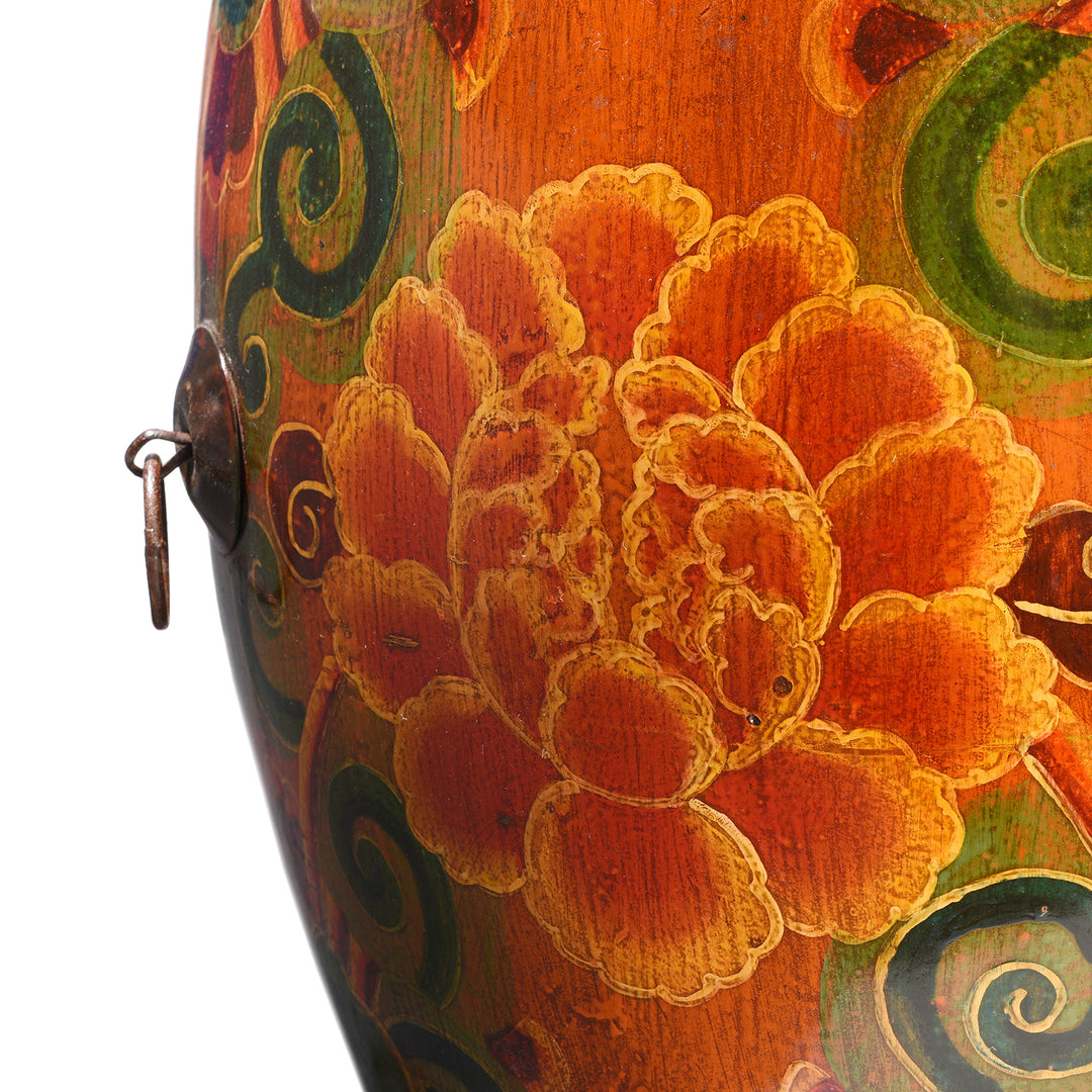 Detail From Painted Mongolian Drum Side Table | Indigo Antiques