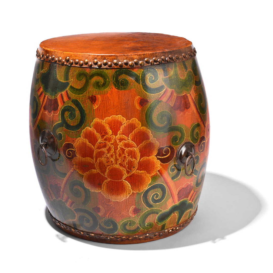 Painted Mongolian Drum Side Table | Indigo Antiques