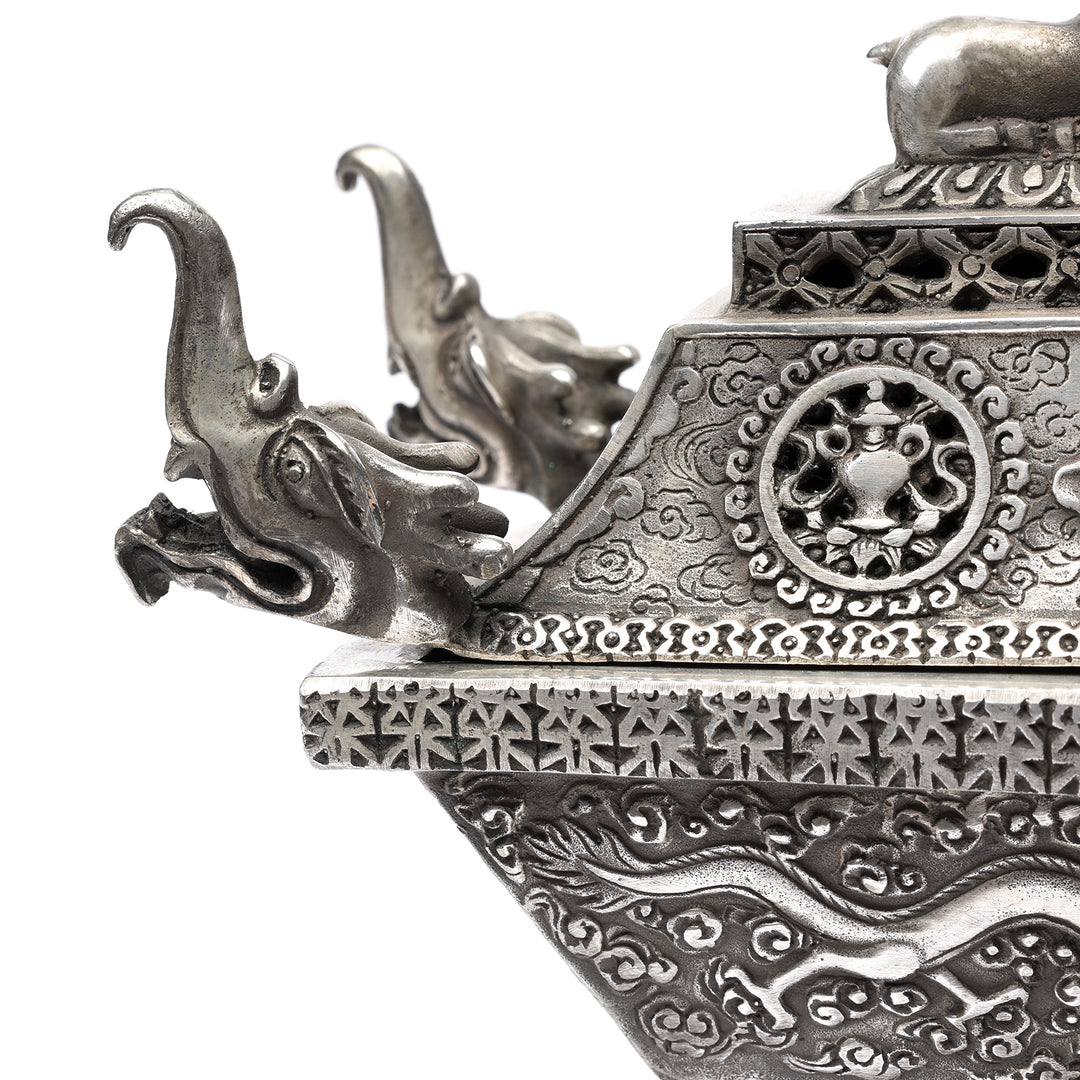 Detail From Silver Plated Tibetan Incense Holder | Indigo Antiques