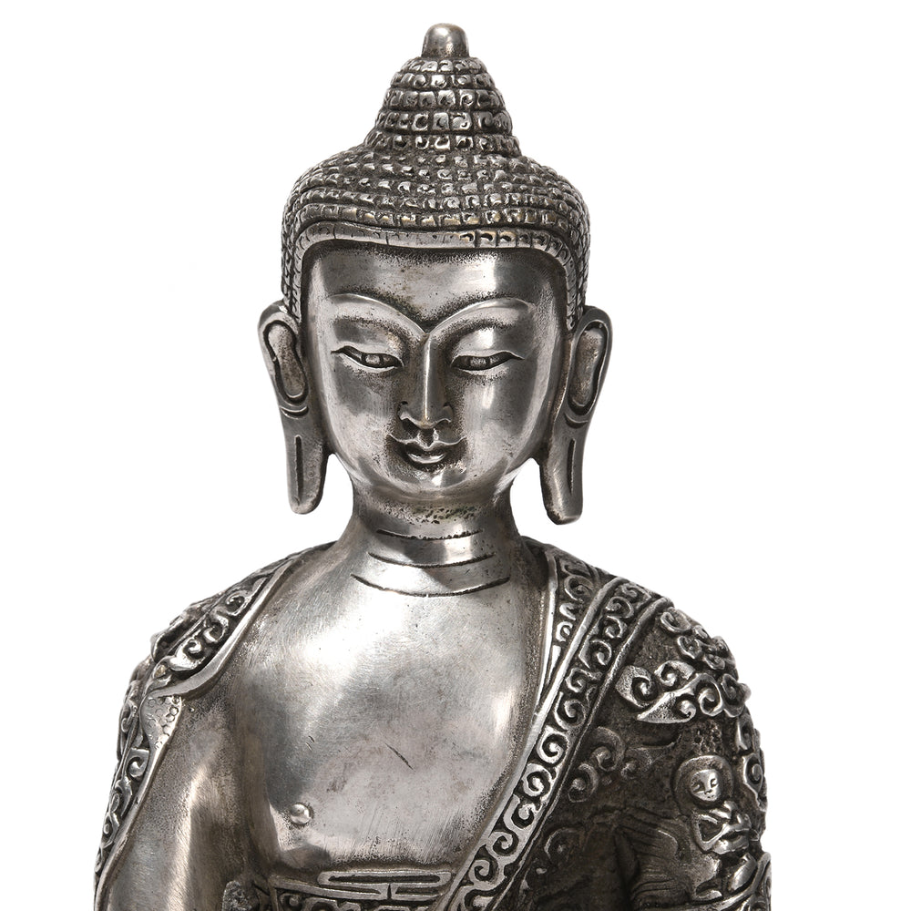 Face Detail From Medicine Buddha Statue - Varada Mudra | Indigo Antiques