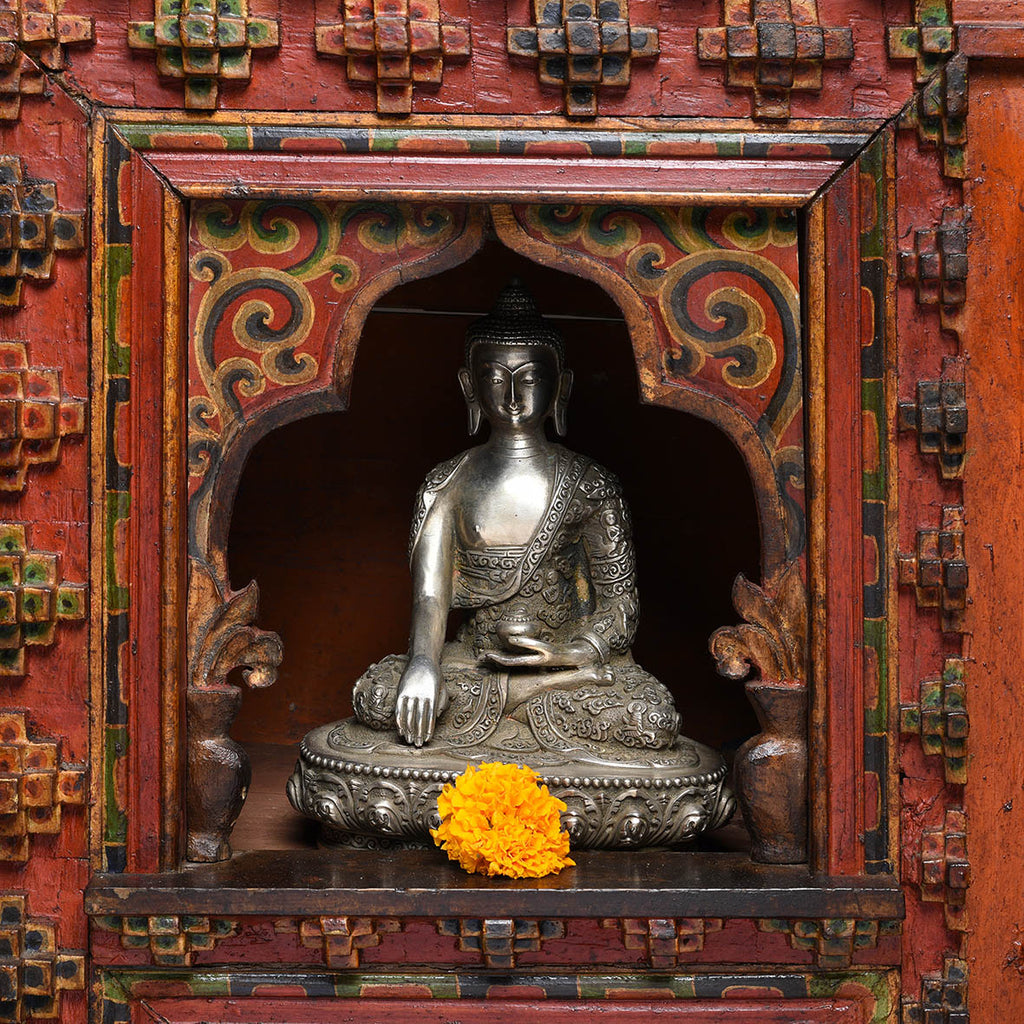 Silver Plated Buddha Statue - Bhumisparsha Mudra