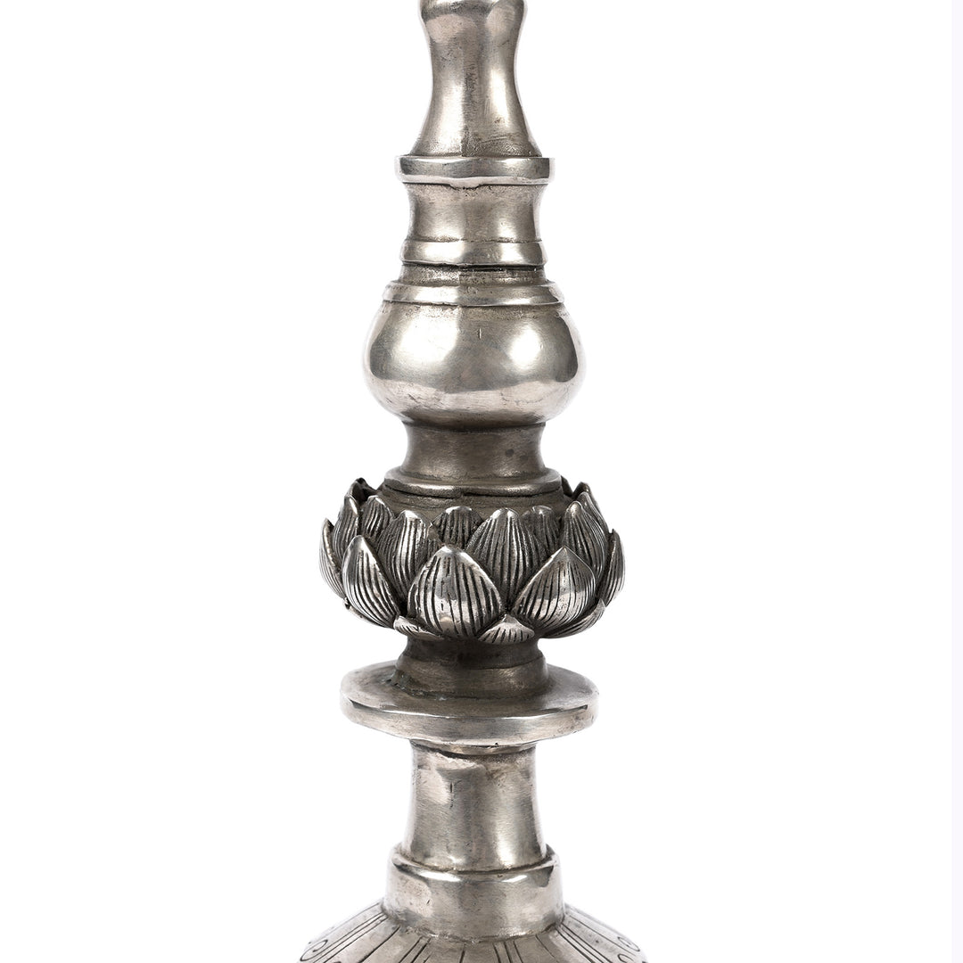 Detail From Silver Plated Tibetan Candle Stick | Indigo Antiques
