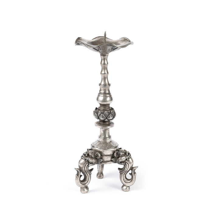 Silver Plated Tibetan Candle Stick | Indigo Antiques