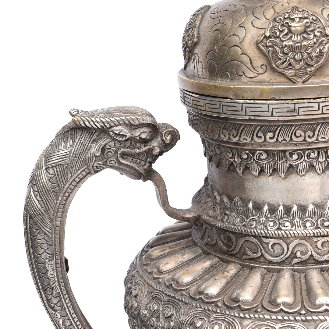 Detail From Silver Plated Tibetan Teapot | Indigo Antiques