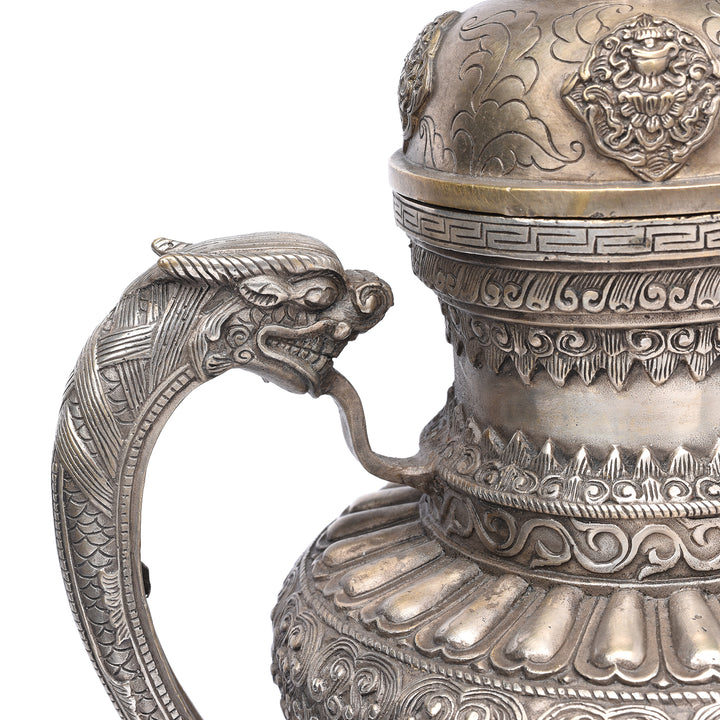 Detail From Silver Plated Tibetan Teapot | Indigo Antiques