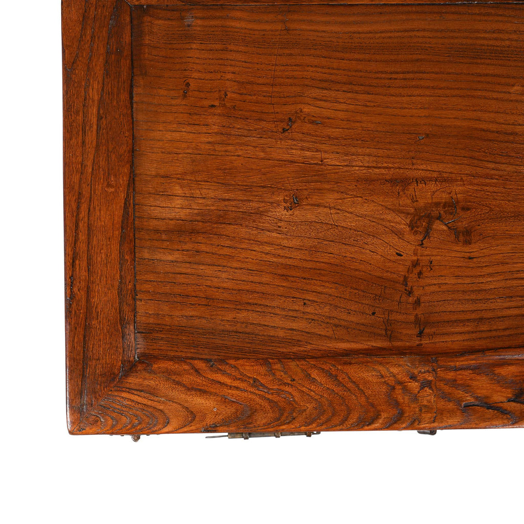 Top Corner Detail From Burr Elm "Kang" Low Cabinet From Tianjin - 19thC | Indigo Antiques