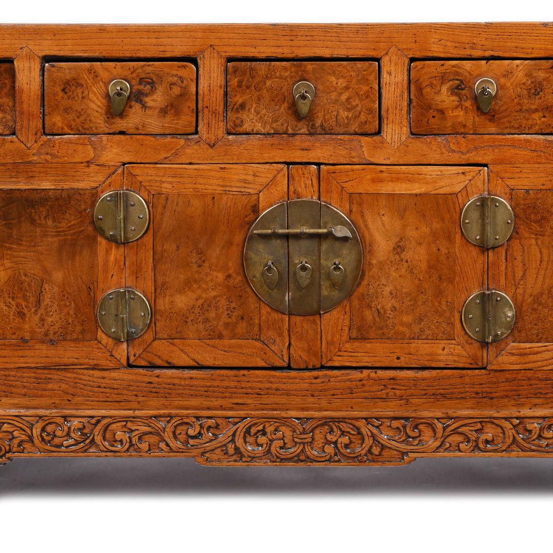 Detail From Burr Elm "Kang" Low Cabinet From Tianjin - 19thC | Indigo Antiques