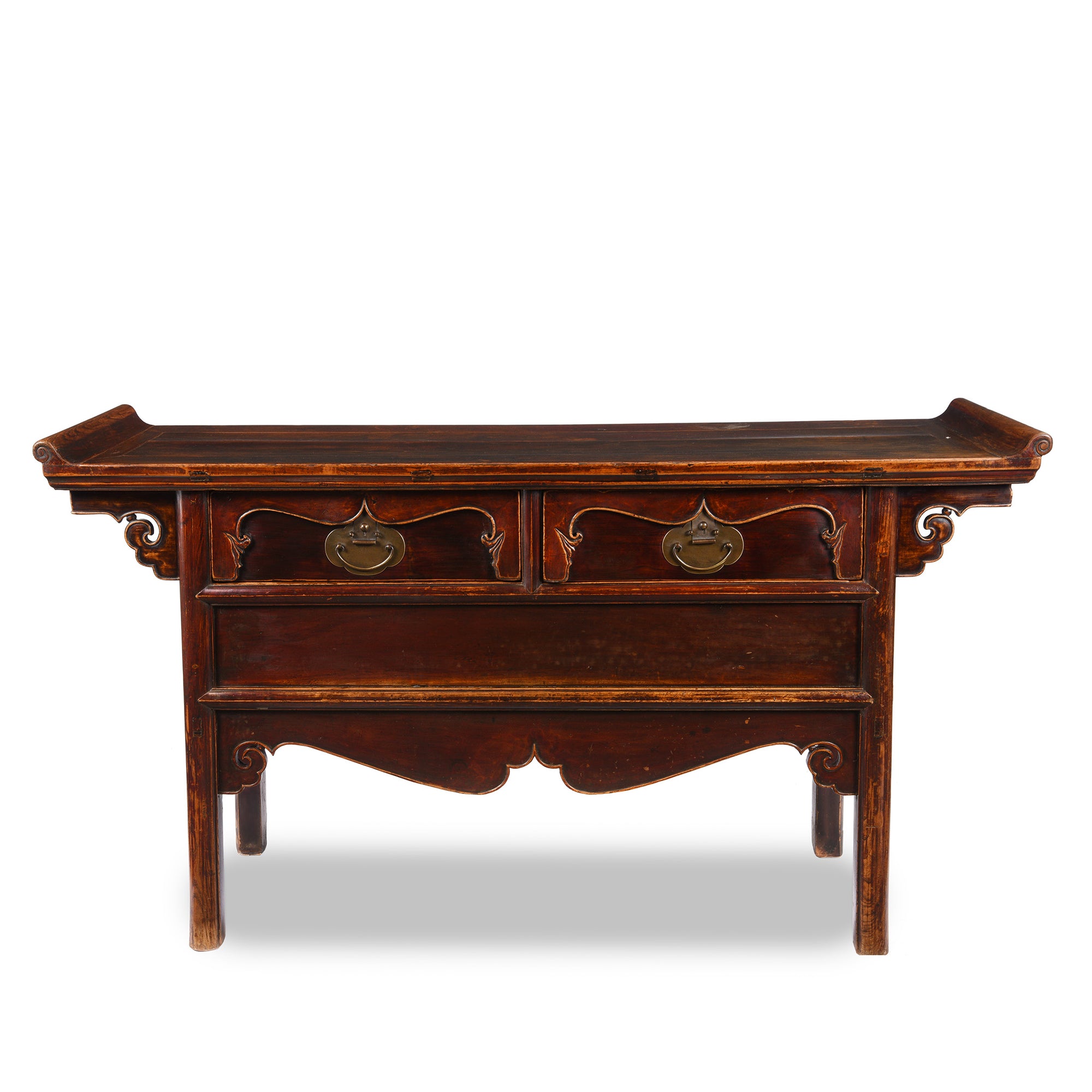 Chinese Antique 2 Drawer Sideboard From Hebei - 19thC