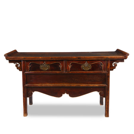 Bugundy Lacquer Sideboard From Hebei - 19th Century