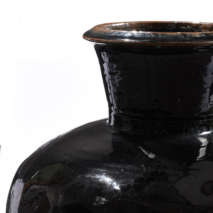 Detail From Antique Storage Jar With Black Glaze From Shanxi - 19thC | Indigo Antiques