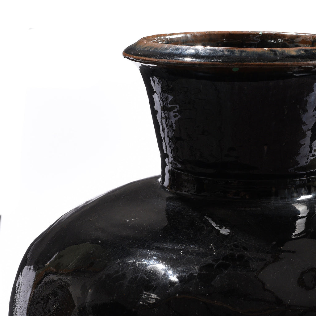 Black Glaze Chinese Storage Jar From Shanxi - 19thC