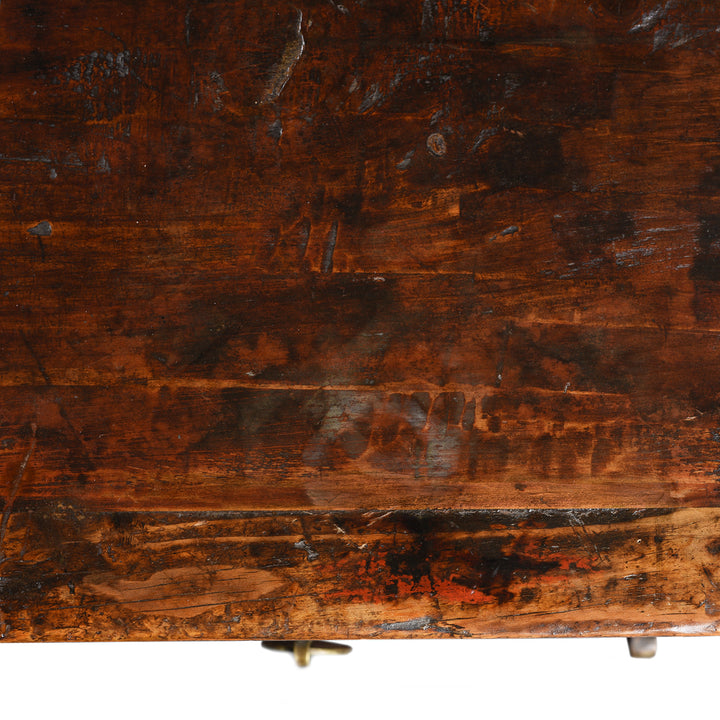 Surface Detail From Antique Mongolian Side Cabinet With Original Painting  19thC | Indigo Antiques