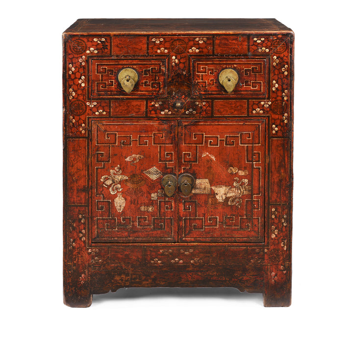 Antique Mongolian Side Cabinet With Original Painting  19thC | Indigo Antiques