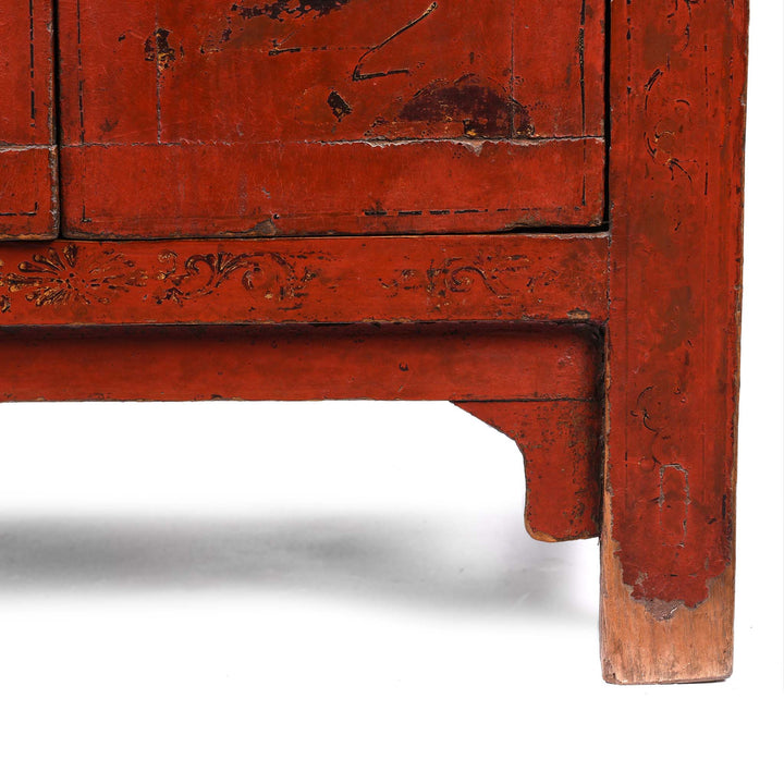 Detail From Chinese Red Lacquer Bedside Cabinet - 19thC | Indigo Antiques