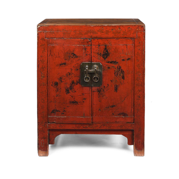 Chinese Red Lacquer Bedside Cabinet - 19thC
