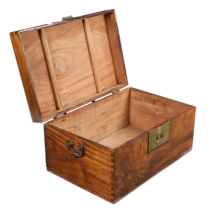 Open Lid VIew Of Antique Chinese Camphor Chest From Tianjin - 19thC | Indigo Antiques