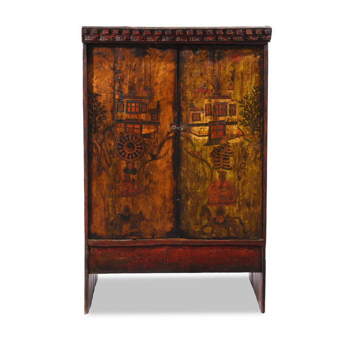 Two Tone Painted Torkham Cabinet From Tibet - 18thC | Indigo Antiques