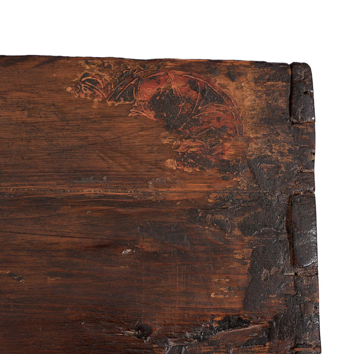 Painting On Surface Top From Two Tone Painted Torkham Cabinet From Tibet - 18thC | Indigo Antiques