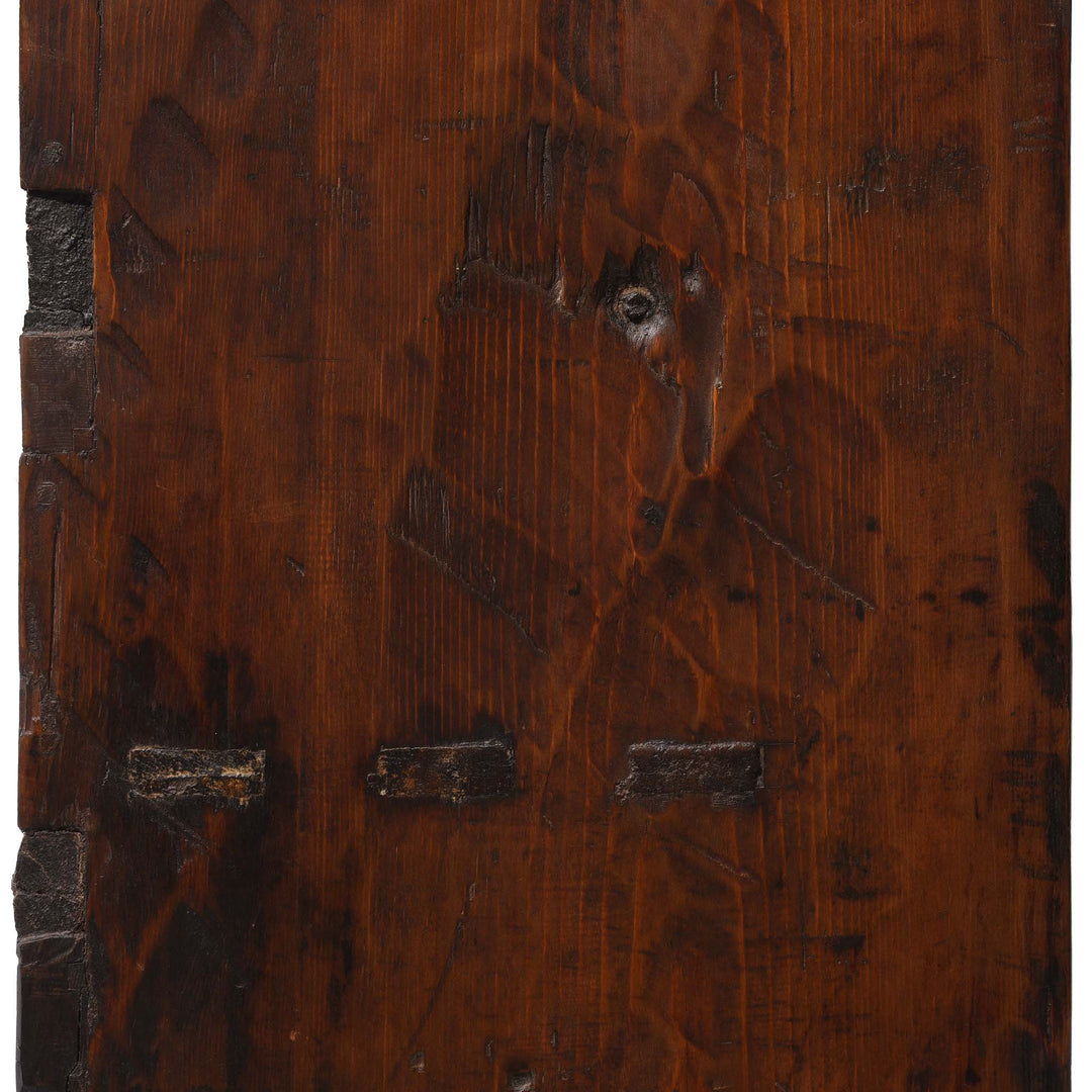 Side View Of Two Tone Painted Torkham Cabinet From Tibet - 18thC | Indigo Antiques