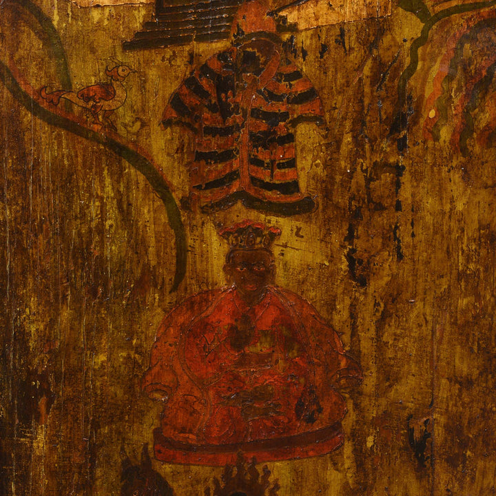 Llama Paintwork From Two Tone Painted Torkham Cabinet From Tibet - 18thC | Indigo Antiques
