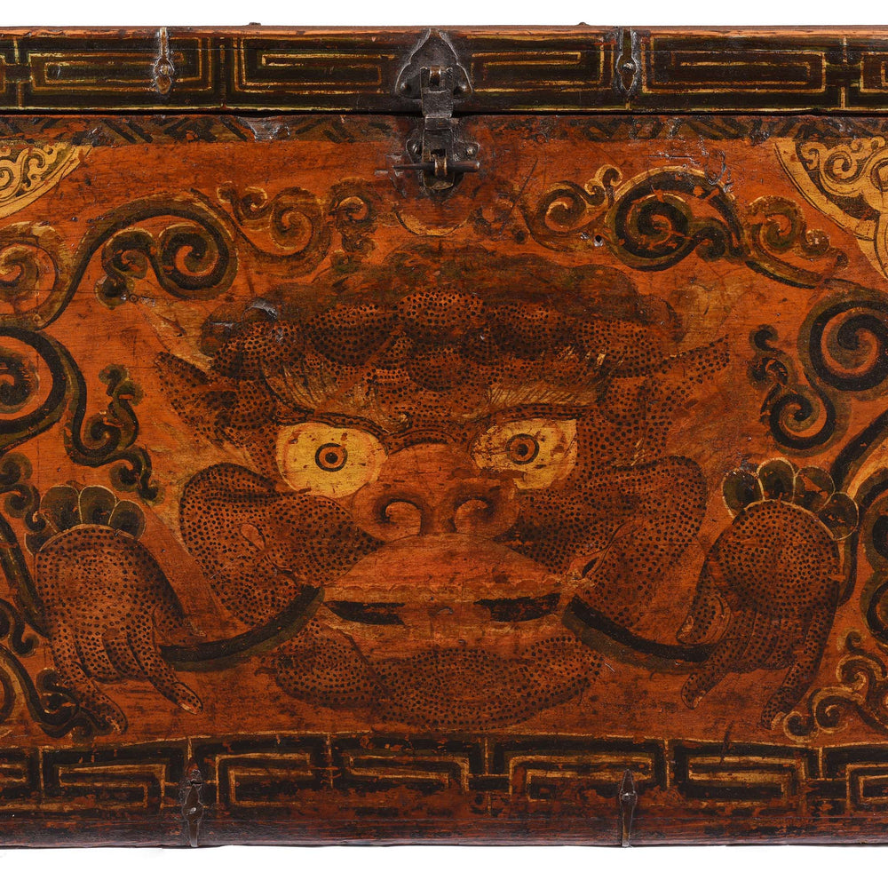 Zeeba Detail From Painted Zeeba Chest From Tibet - Late 18thC | Indigo Antiques