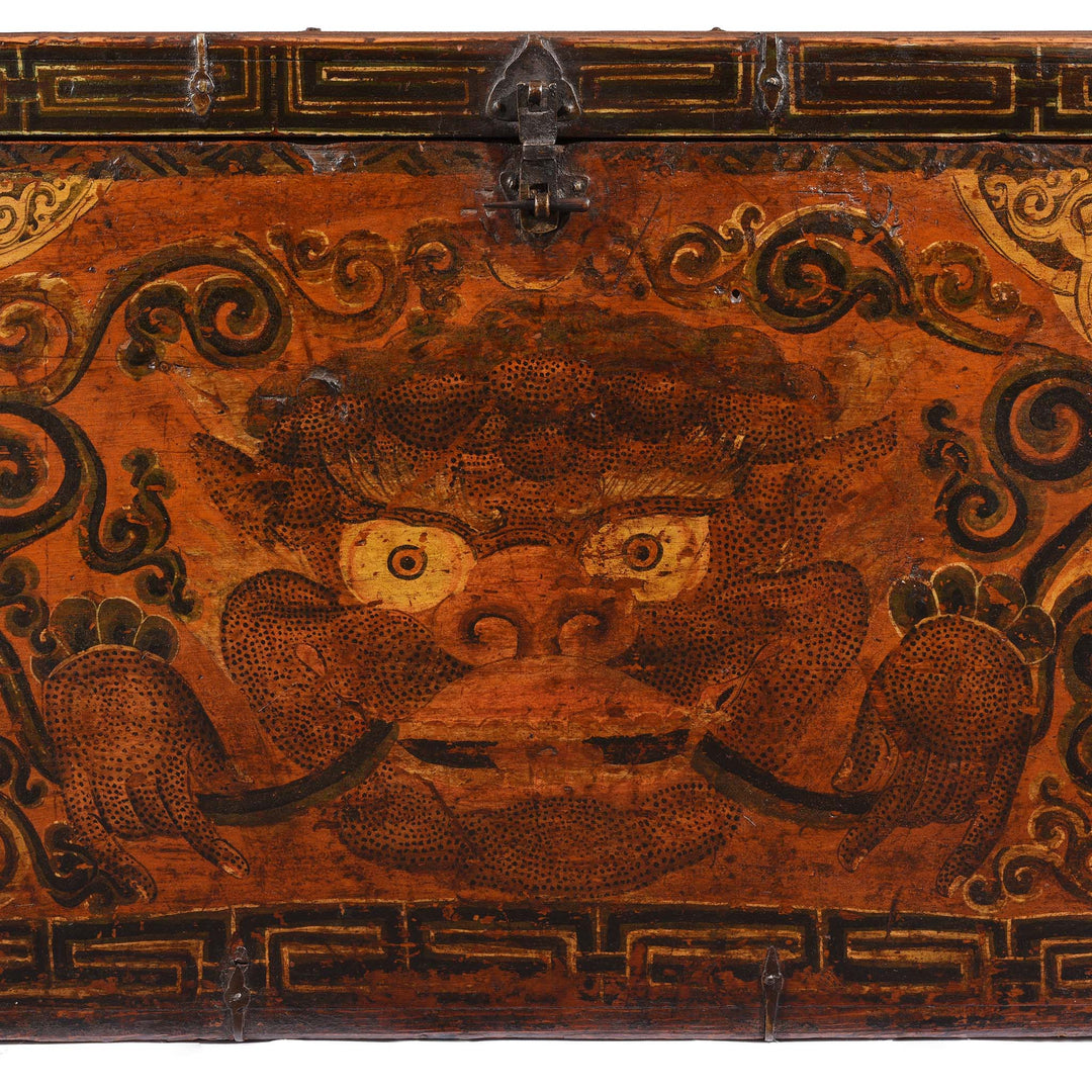 Zeeba Detail From Painted Zeeba Chest From Tibet - Late 18thC | Indigo Antiques