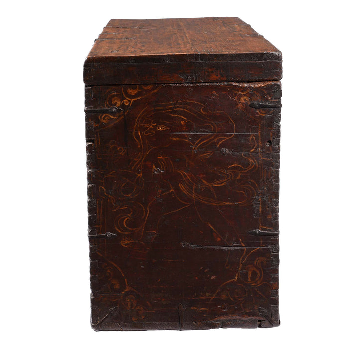 Figurative painting On Painted Zeeba Chest From Tibet - Late 18thC | Indigo Antiques