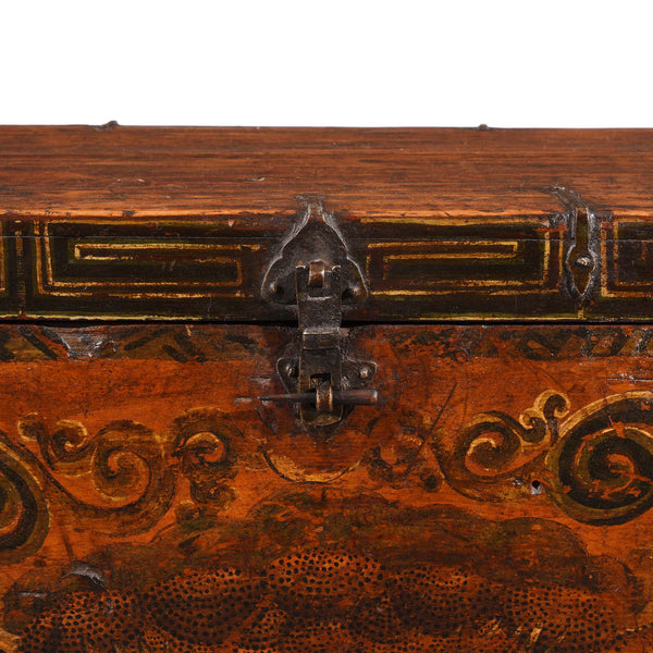 Painted Zeeba Chest From Tibet - Late 18thC