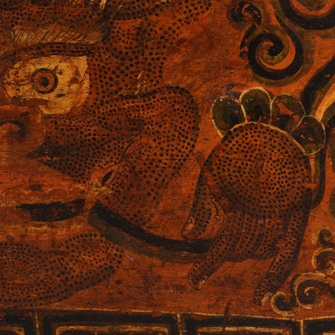 Paintwork Detail From Painted Zeeba Chest From Tibet - Late 18thC | Indigo Antiques