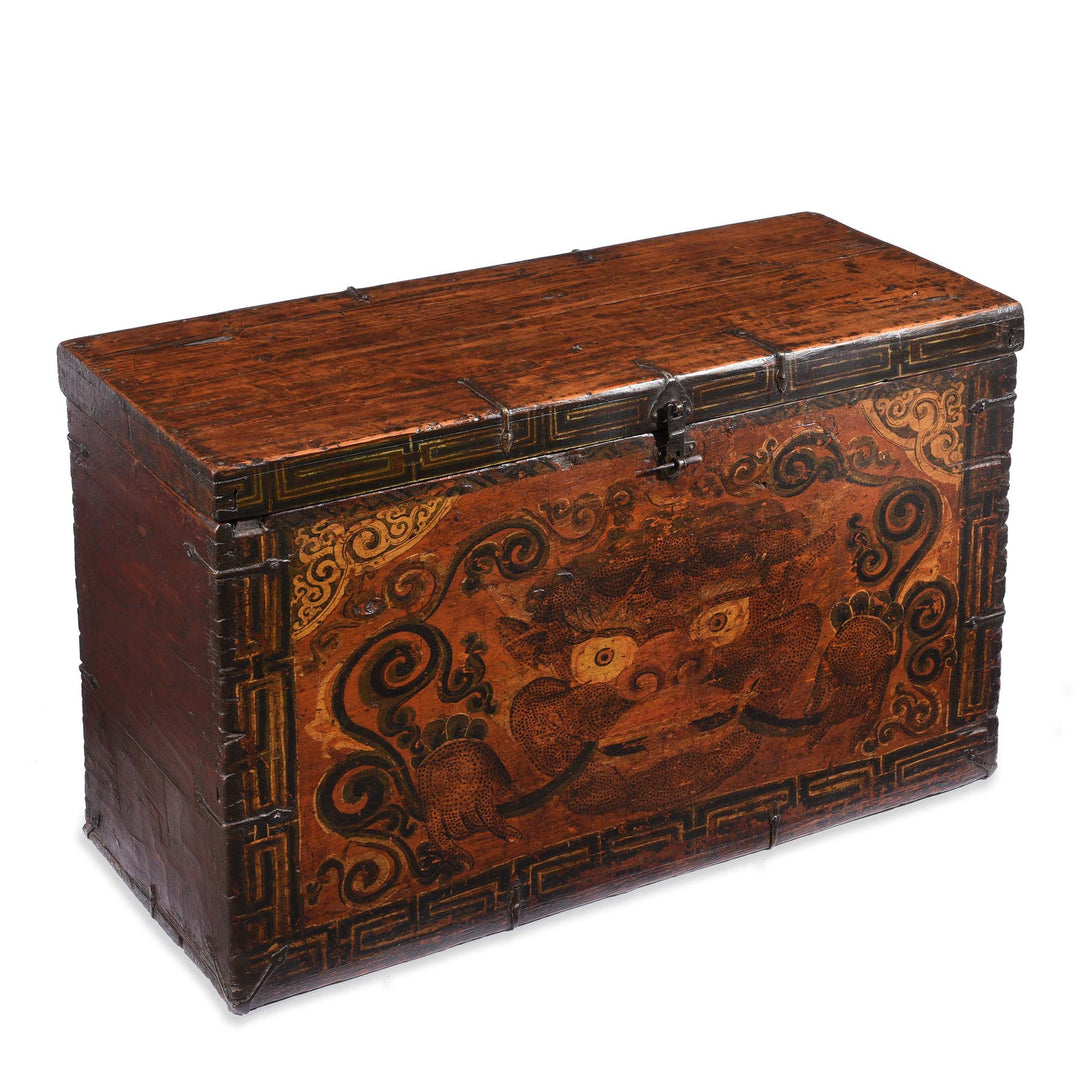Angled View From Painted Zeeba Chest From Tibet - Late 18thC | Indigo Antiques