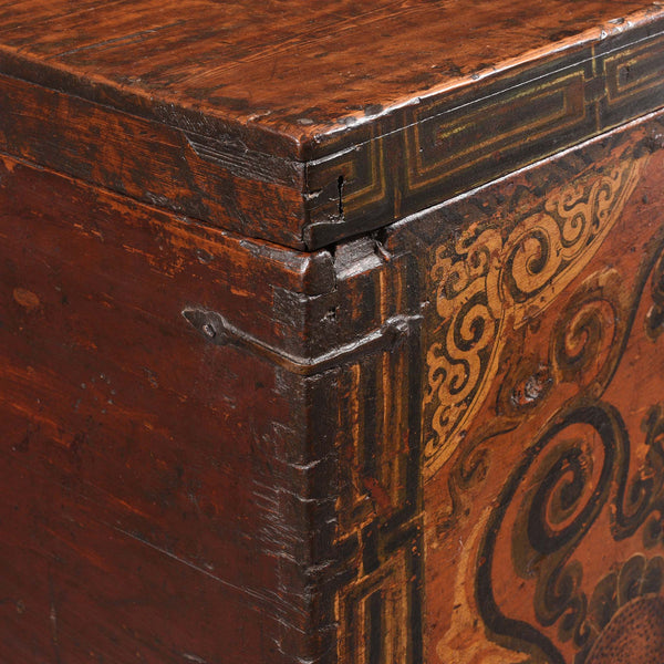 Painted Zeeba Chest From Tibet - Late 18thC