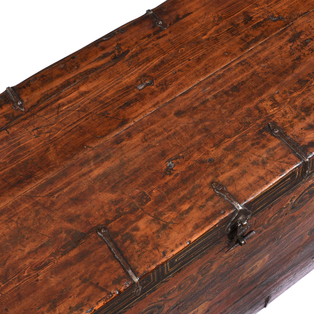 Surface View From Painted Zeeba Chest From Tibet - Late 18thC | Indigo Antiques